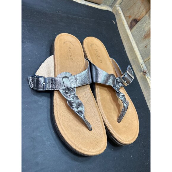 Sperry Womens 8.5M Leather Upper Memory Foam Metallic Sandals - Picture 2 of 7